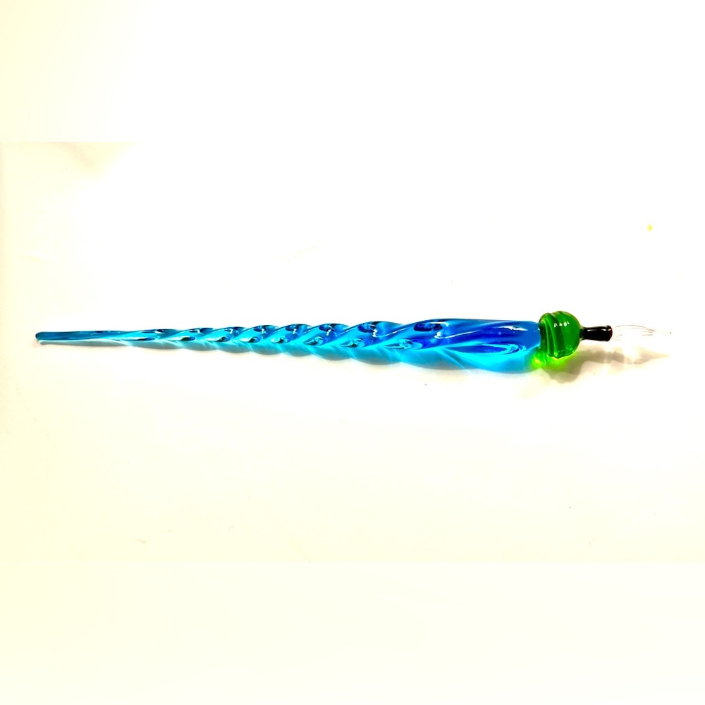 Hand blown Blue and Green Glass Dipping Pen